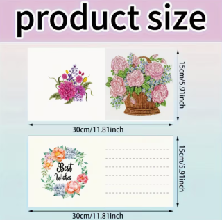 Preview: Diamond Painting 12 Stück Blumenkarten